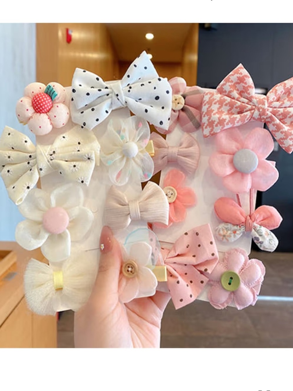 BRAND NEW Set of Pink, Yellow and White Floral & Bow Kids Hair Clip Set